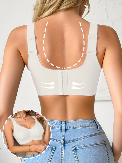 Plus-Size Wireless Women's Bra Suitable for Large Breasts - Full-Coverage Lift & Push-Up Underwire-Free Bust Enhancer with Adjustable Straps, Removable Pads, Seamless Smoothing Lingerie for Daily Wear & Special Occasions