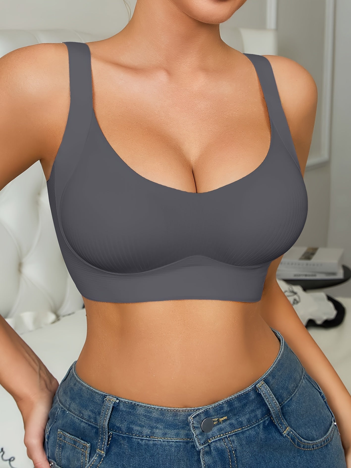Large Size Single-piece Women's Seamless No-steel-bra Bra, Sexy Back Lifting Bra, Comfortable Breathable Bra Without Steel Band, Women's Bra, High Elasticity Gathering Anti-gravity Upward Lifting Bra, Suitable for Daily Wear Daily Bra Set