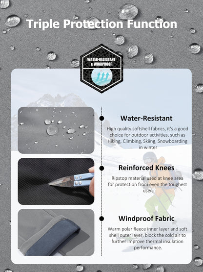 Men's Winter Fleece Pants Outdoor Softshell Pants Thickened Warm Lined Camping Fishing Trekking Hiking Pants Casual Trousers