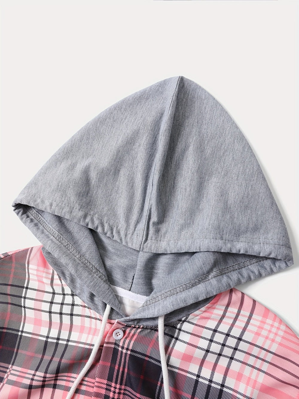 Men's Plaid Long Sleeve Hooded Shirt - Stretch
