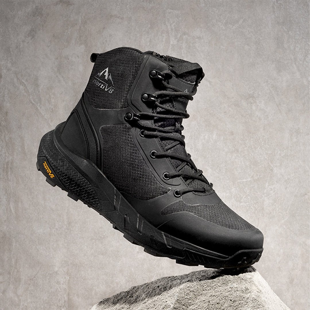 Men's Waterproof Hiking Boots Mid Tactical Boot Comfortable Lightweight Boots for Work All Day Side Zipper Motorcycle Combat Boots Backpacking Trekking