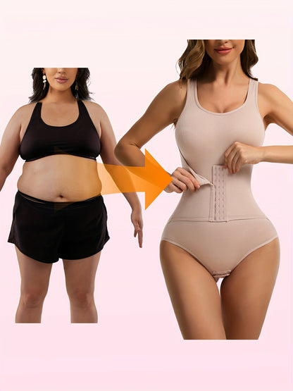 3pcs Solid Tummy Control Bodysuit with Abdominal Control - Bodysuits for Women with Seamless Butt Lifting, Snap Crotch, Slimmer Body Shaping, Underwear & Postpartum Shapewear Features