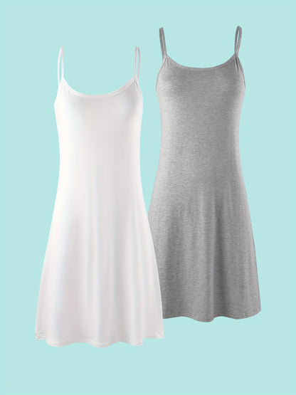 2pcs Easter Women's Basic Slip Dress, Casual Sleeveless Cami Dress for Layering Or Daily Wear, Loose Fit All-Match Soft Skin-Friendly Dress