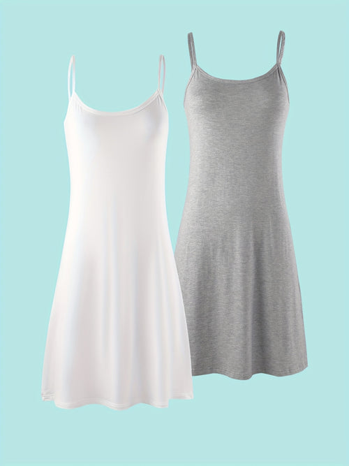 2pcs Easter Women's Basic Slip Dress, Casual Sleeveless Cami Dress for Layering Or Daily Wear, Loose Fit All-Match Soft Skin-Friendly Dress