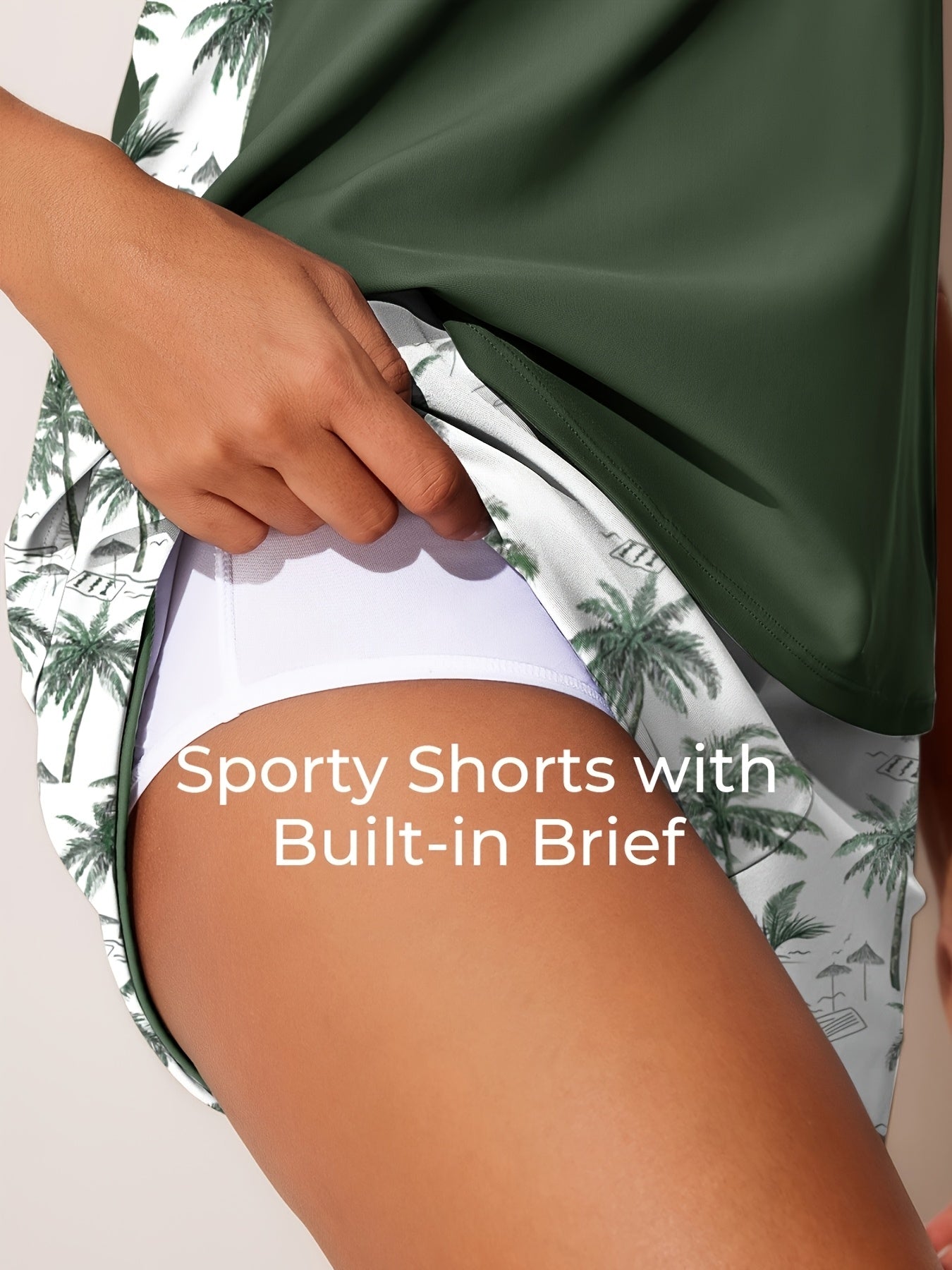 Blouson Tankini Swimsuits for Women 2025 Tummy Control 2pcs Bathing Suits with Y Pockets Swim Shorts