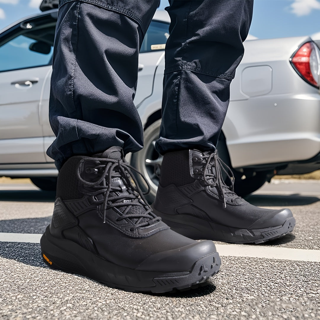 Men's Tactical Hiking Boots, High Quality Lightweight Non-Slip Combat Work Motorcycle Rain Boots, for Backpacking Trekking Rough Terrain & Outdoor Adventures, All-Day Comfort Hiking Footwear for Men
