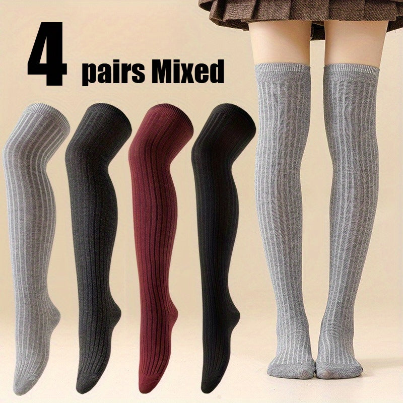 2/ 4Pairs Womens Thermal Thigh High Socks Ultra Soft Stretchable Boot Stockings for Winter Boots and Casual Outfits Cold Weather Essential Cozy Style Warm Plush Everyday