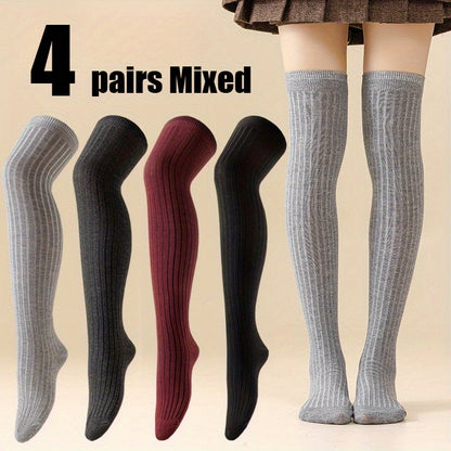 2/ 4Pairs Womens Thermal Thigh High Socks Ultra Soft Stretchable Boot Stockings for Winter Boots and Casual Outfits Cold Weather Essential Cozy Style Warm Plush Everyday