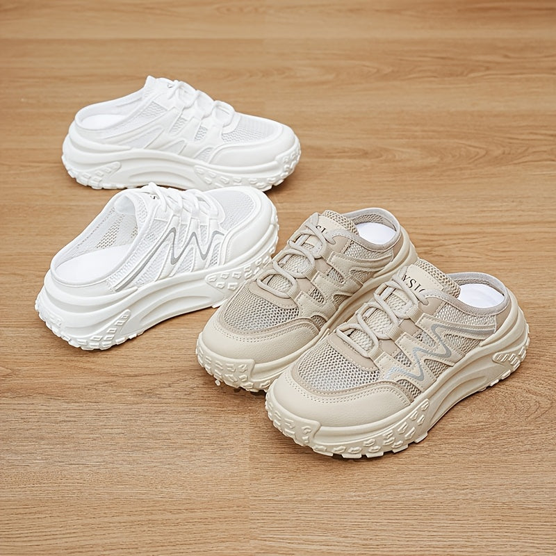 Women'S Casual Summer Shoes with Thick Soles And Versatile Slippers, Easy And Breathable Mesh Surface, White And Comfortable., Women Shoes