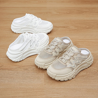 Women'S Casual Summer Shoes with Thick Soles And Versatile Slippers, Easy And Breathable Mesh Surface, White And Comfortable., Women Shoes