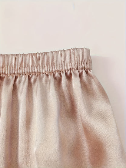Women's Champagne Satin Short-Sleeve Pants - product view 18