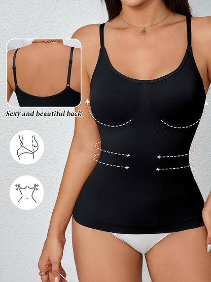 2pcs Women'S Waist Cinching Tank Top, Tight Fitting Waist Cinching Body Shaping Sleeveless Top With Adjustable Shoulder Straps, Body Shaping Tank Top