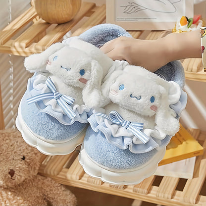 Cute Cinnamoroll Plush Slippers Kawaii Indoor Sport Shoes Camping Warm Platform Non-Slip Home Shoes Y2K Cartoon Soft Padded Plush Bedroom Shoes, Women Shoes