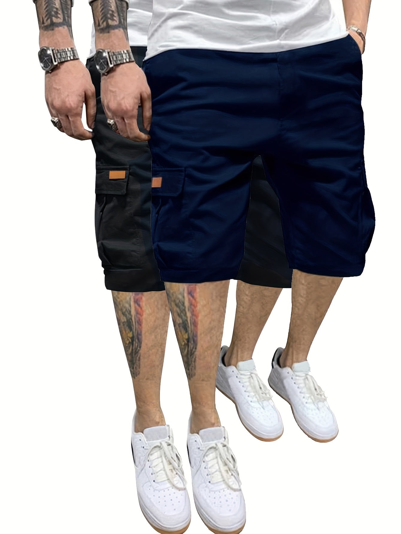 EXARUS Men'S Lightweight Quick-Dry Fishing And Hiking Shorts with Expandable Waist, 2pcs Set for Outdoor Casual Wear
