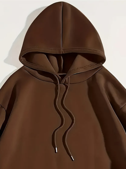 Men'S Fleece Hoodie Letter Print Kangaroo Pocket Drawstring Print Hoodie