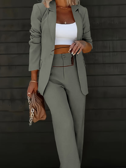 Women's Elegant Suit Pants Jacket Suit Commuting Buttoned Suit