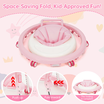 Baby Walker Foldable with 9 Adjustable Heights, Baby Walkers and Activity Center for Boys Girls Babies 6-12 Months, Baby Walker and Bouncer Combo with Wheels Portable Anti-Rollover, Mother's Choice
