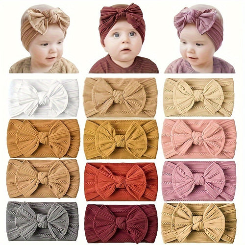 12pcs Stylish Cute Colorful Bow Hair Bands, Baby Bow Hair Bands Soft Headbands, Holiday Girl Hair Accessories, Ideal For Halloween Christmas Gifts