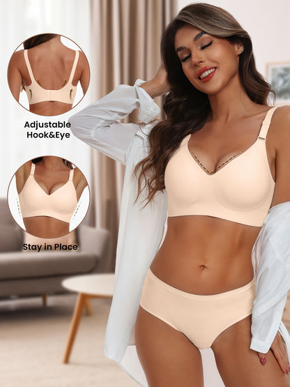 Seamless Wireless Push-Up Bra-V Neck Design, Comfortable, Supportive Intimate Apparel for Women