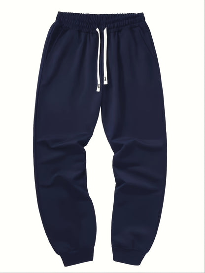 5pcs Men's Casual Sweatpants, Polyester Knit Fabric, Cotton Solid Color, Regular Fit with Pockets, Elastic Waist Drawstring Joggers Ideal Gift, Loose Waist, Spring Clothes, Summer Clothes, Valentine's Day Gifts, Easter Gifts, Discounted