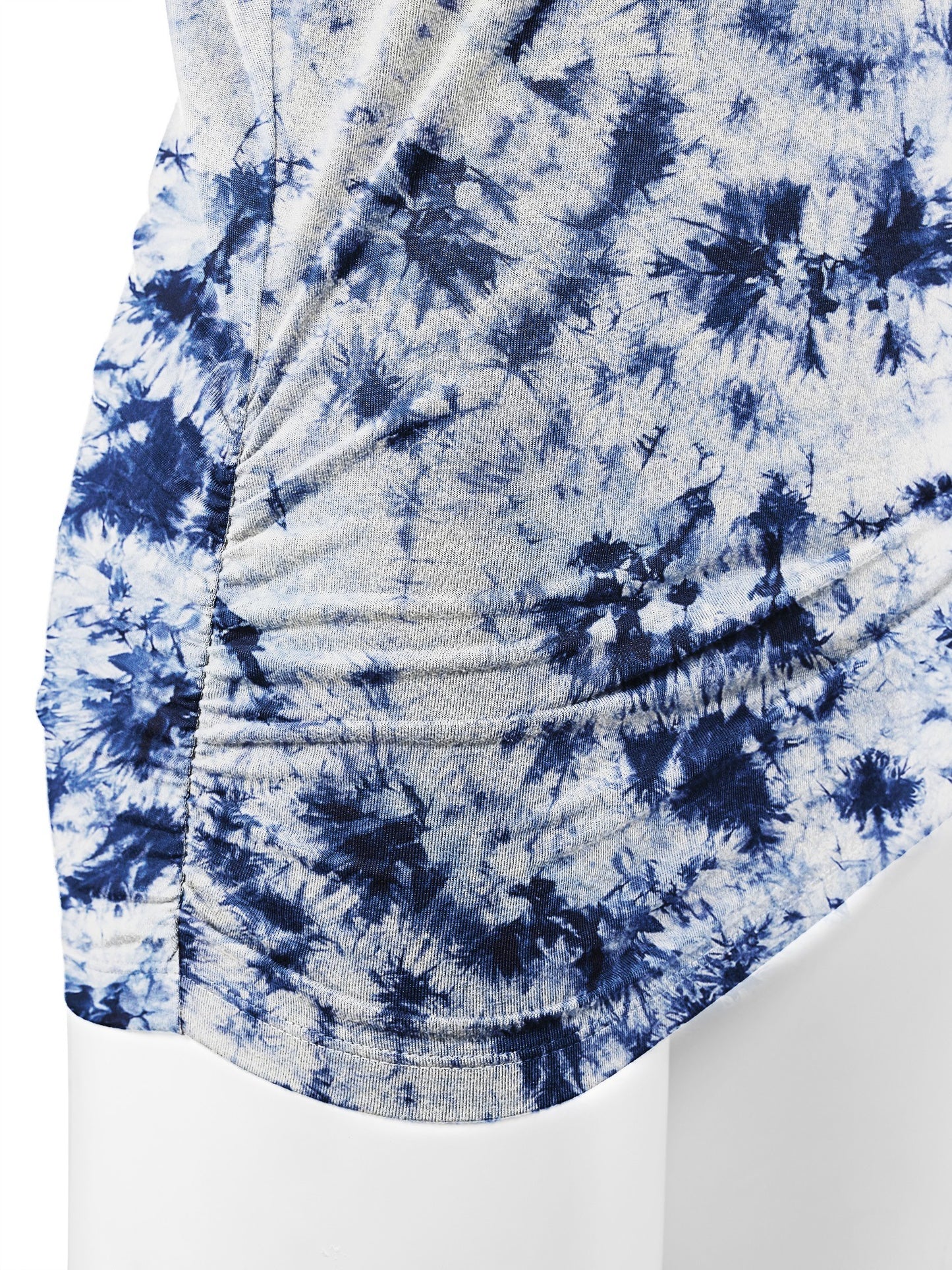 Women's Short Sleeve V Neck Tie-Dye Dolman Top w/Side Shirring