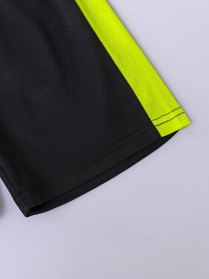 Boys Summer Casual Fashion Letter Sports Pattern Printed Mesh Quick-Drying Breathable Round Neck Short Sleeve T-Shirt and Shorts Casual Two-Piece Set, Lightweight Comfortable Breathable Trendy Versatile Clothing, Suitable Outdoor Sports