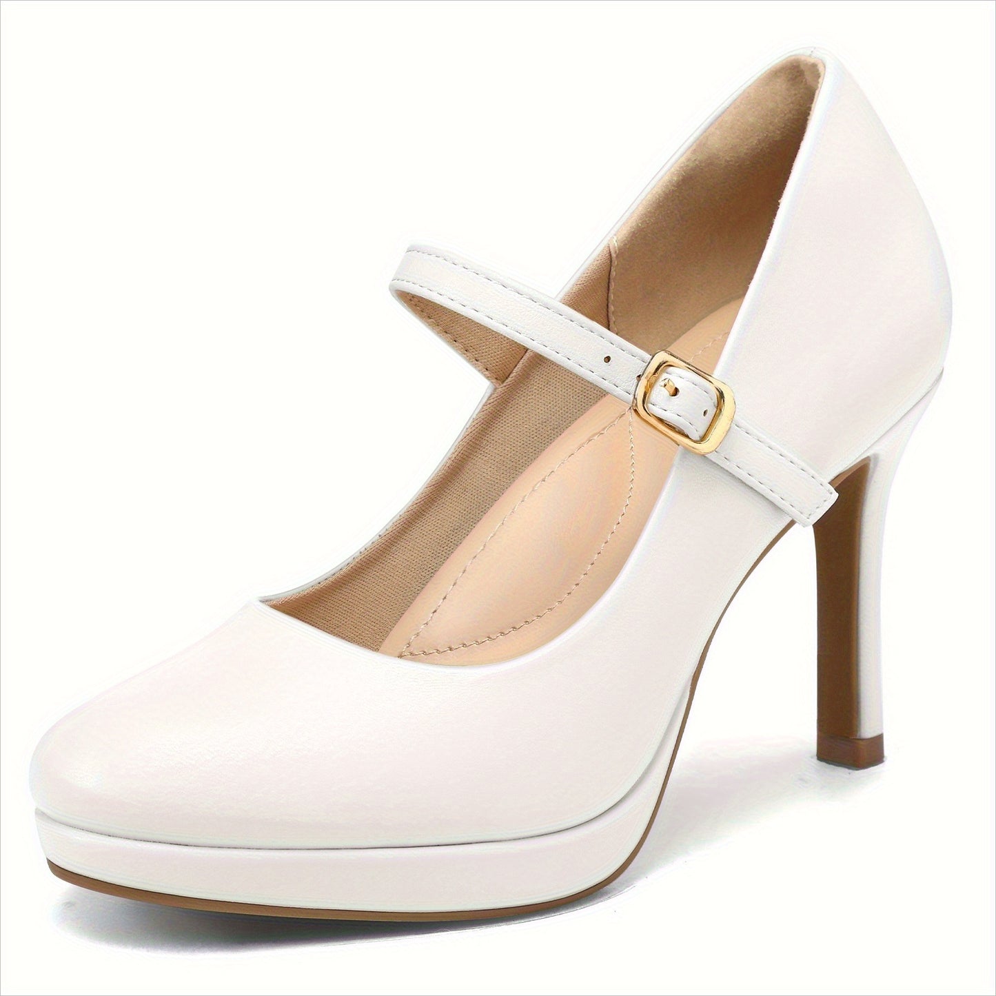 Women's Platform High Heel Mary Jane Pumps Round Closed Toe Dress Shoes Fashion Comfortable for Office Wedding Daily Wear, Women Shoes