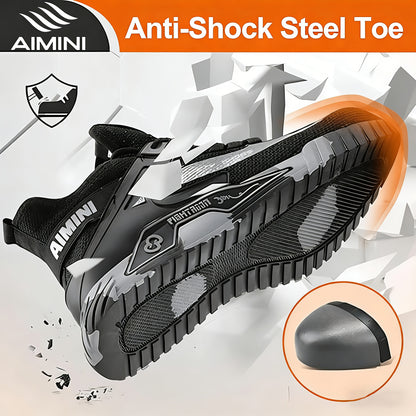 Steel Toe Shoes for Men Industrial Construction Shoes Mid Cut Industrial Boot Work Sneakers Comfortable Lightweight Shoes for Work