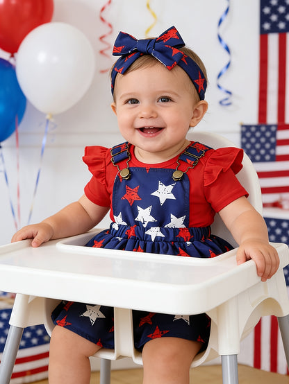 Girl Baby 4th of July Independence Day Outfit; Baby Girl Onesie and Romper Set Holiday Limited Edition, as a Gift, Perfect for Outdoor