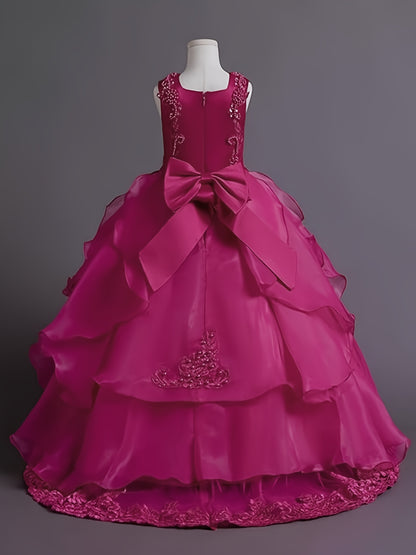 (Size Is Slightly Larger, Recommended To Purchase One Size Smaller Than Usual) Flower Dress Princess Puffy Tulle Dresses Bridesmaid Wedding Communion Birthday Party Pageant Maxi Prom Gown For Kids