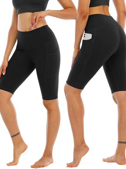 6pcs Set Of Women's Cycling Shorts with Pockets, High Waist Belly-closing Exercise Yoga Running Fitness Tennis Shorts Large Size Sports Shorts