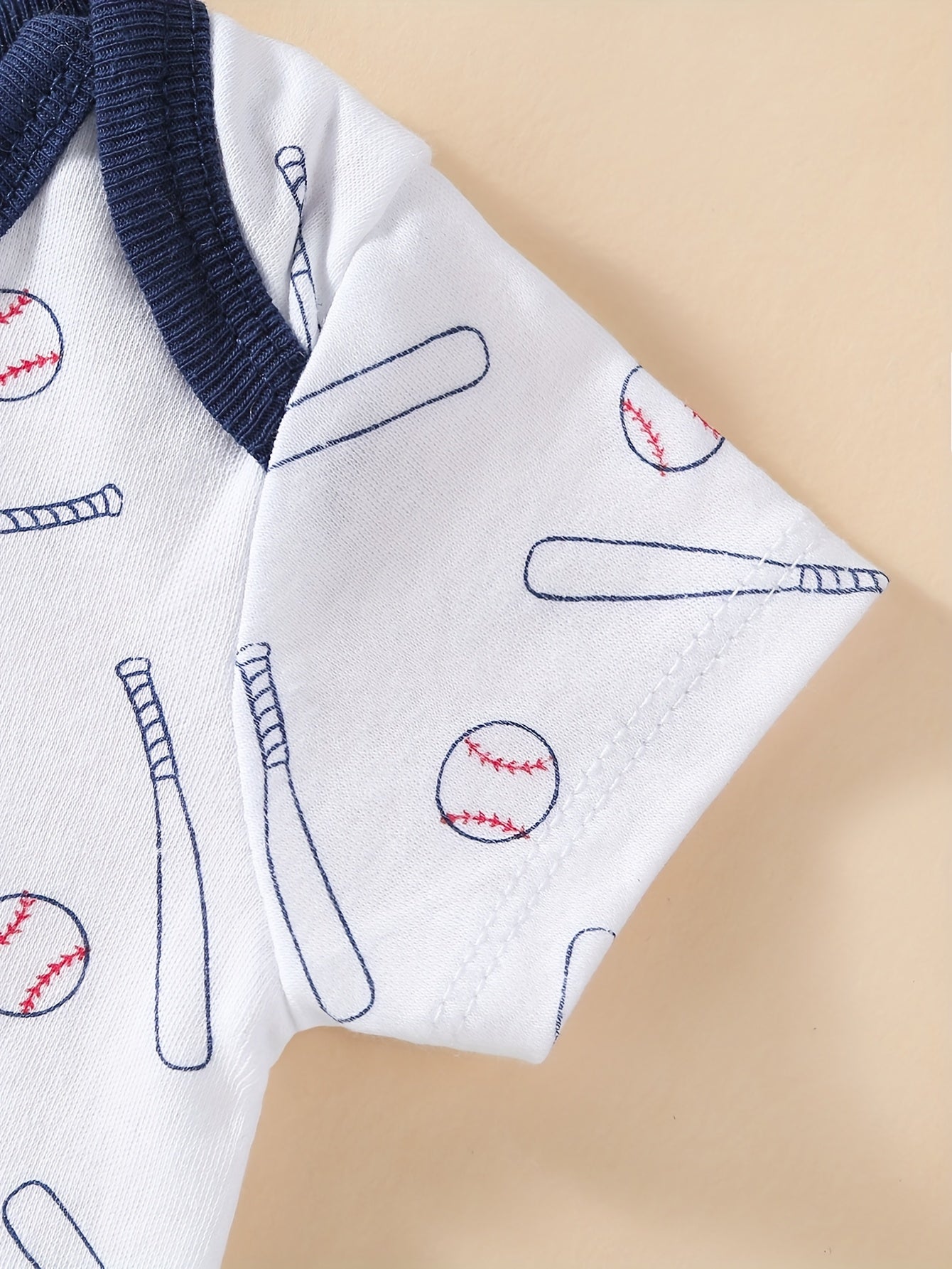 5pcs Set Of Baby Boys' Short Sleeved Cartoon Triangle Jumpsuit, Ha Yi, Baby Boys' Baseball Sports Crawling Suit, Perfect for Outdoor