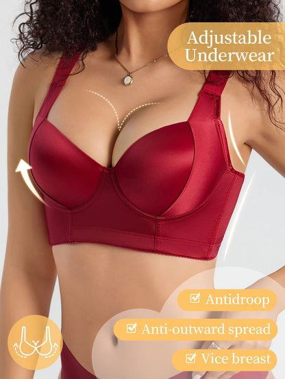 Glossy Solid Color Bra for Women, Push-Up Style, Features Wide Shoulder Straps, Comfortable And Versatile