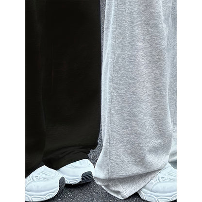 2pcs Women's Casual Wide-leg Pants with Elastic Waistband and Pockets - Elastic, Loose-fitting, Solid Color (black and Gray), Suitable for All Seasons, Comfortable Clothing | Loose Pants | Medium Elastic, Women's Jogging Pants/ Sweatpants/ Training