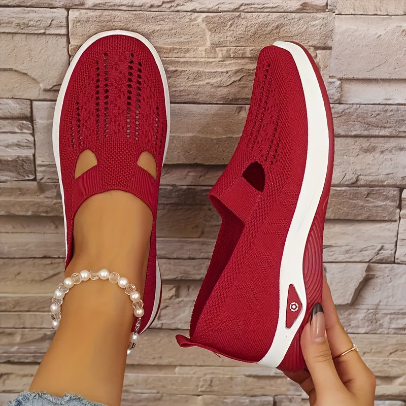 Women's Flats, Comfortable Elastic Woven Sneakers with Breathable Mesh for Casual Walking And Running, Lightweight Athletic Footwear, Women Shoes