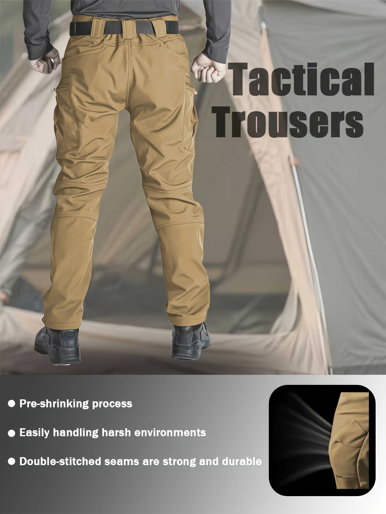 Men'S New Thickened Two-Piece Windproof Jacket And Hoodie Designed for Autumn And Winter, Featuring Multiple Pockets, Elastic Materials, And Warmth, Ideal for Hiking, Skiing, Fishing, And Outdoor Sports. Tactical Style with Breathable Fabrics