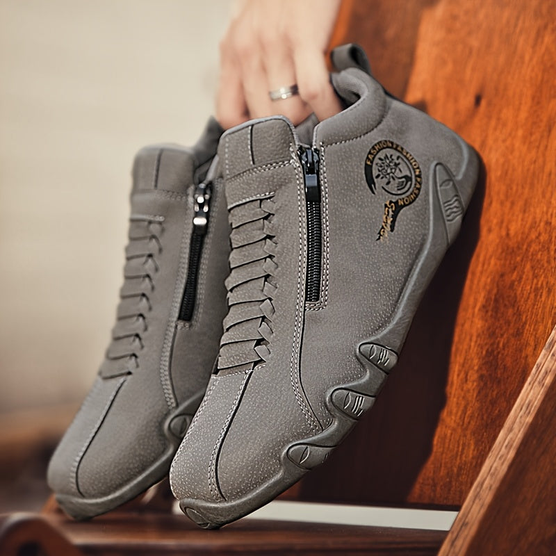 [sneakers] A Pair of Men'S Cross Training Shoes with Side Zipper Design, Lightweight And Comfortable, Suitable for Outdoor Sports, Travel, And Driving Activities