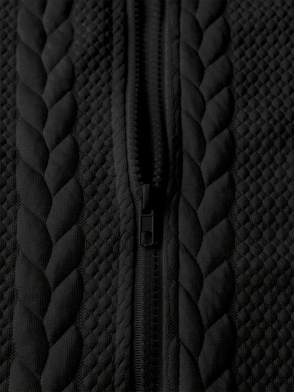 [Brown Hooded Jacket] Stylish Brown Men'S Hooded Jacket| Long Sleeve, Casual Knit Zip-Up with Pockets, All-Season Wear