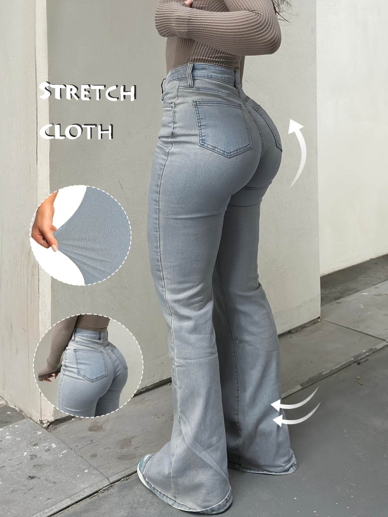 2025 Retro Style Trend Versatile Y2K Urban High Stretch Straight Leg Solid Color Women'S Jeans