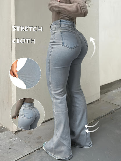 2025 Retro Style Trend Versatile Y2K Urban High Stretch Straight Leg Solid Color Women'S Jeans