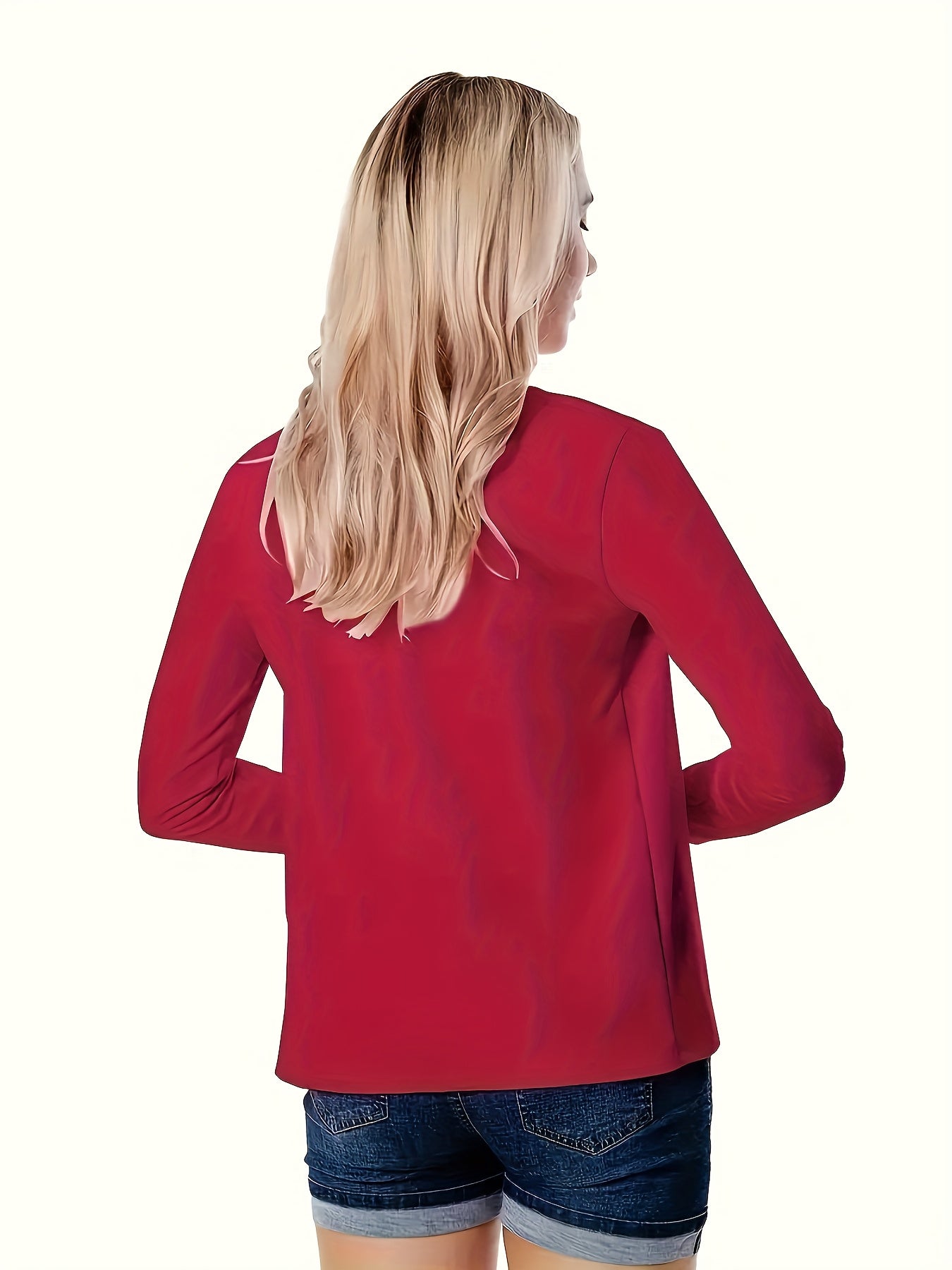 Women'S Elegant Solid Blazer All-Season, Machine Washable, Suitable For Casual And Professional Wear, Opaque Fabric