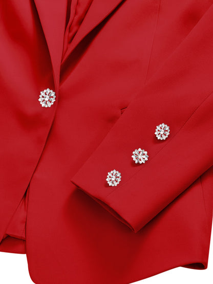 Orientation Models Women'S Casual Two-piece Set Fashion Business Style Solid Colour Hot Diamond Blazer Trousers Set