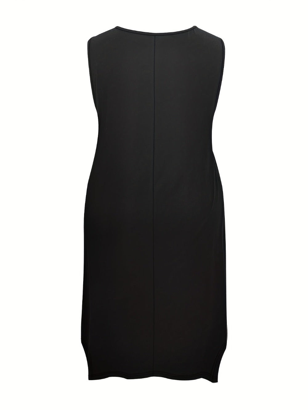Women's Solid Crew Neck Slip Dress - Sleeveless Easy Styling