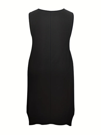 Women's Solid Crew Neck Slip Dress - Sleeveless Easy Styling