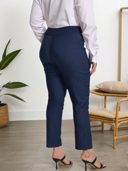 Plus Size - Plus Size - Women Pull on Pant with Silver During Super Stretch Soft Millennium Fabric to Work Ankle Pant