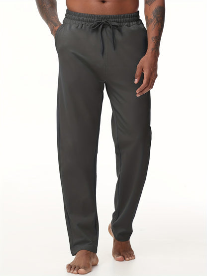 EXARUS Men'S Yoga Sweatpants Set - 2pcs, Athletic Lounge Pants with Open Bottom Straight Leg And Pockets