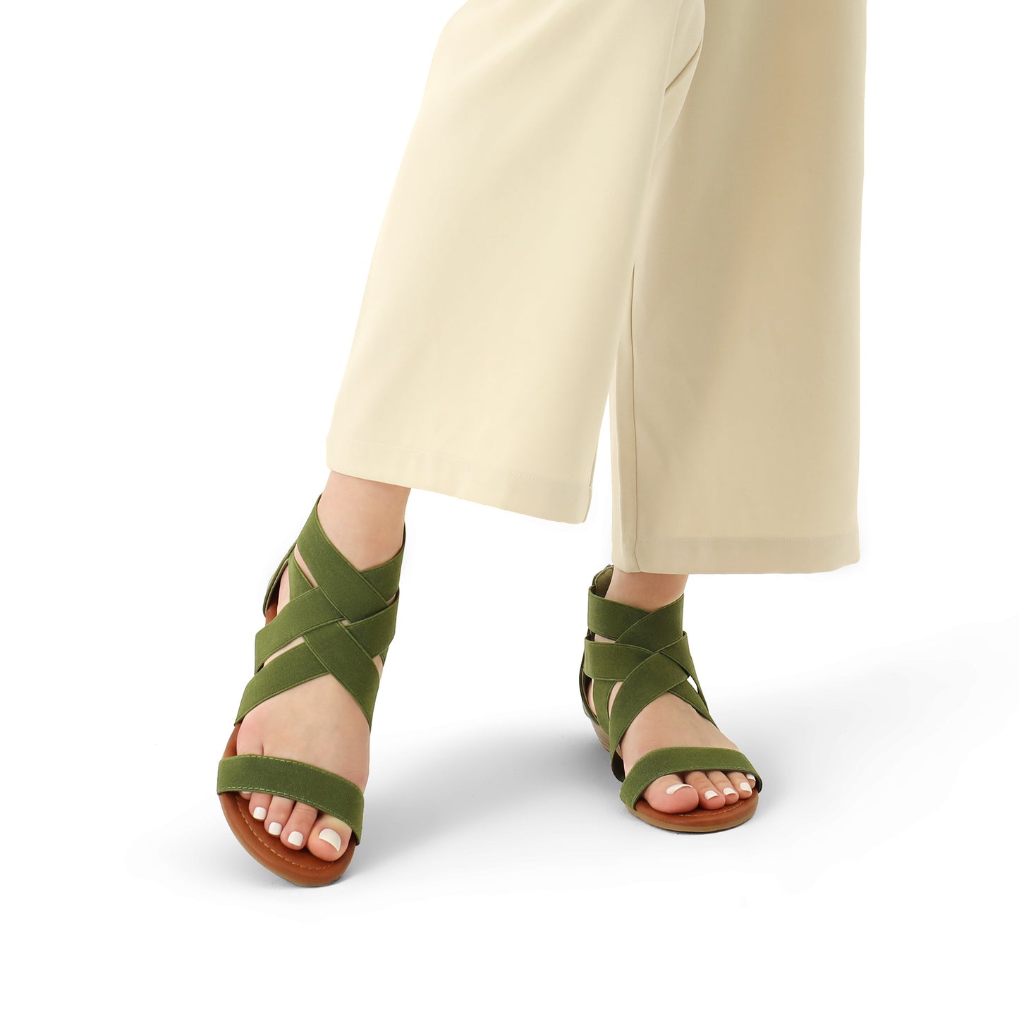 Womens Sandals, Simple Design, Women's Elastic Ankle Strap Low Wedges Sandals, Easy Slip-On, Suitable for Summer Vacation, Dating, Parties, Walking, Comfotrable