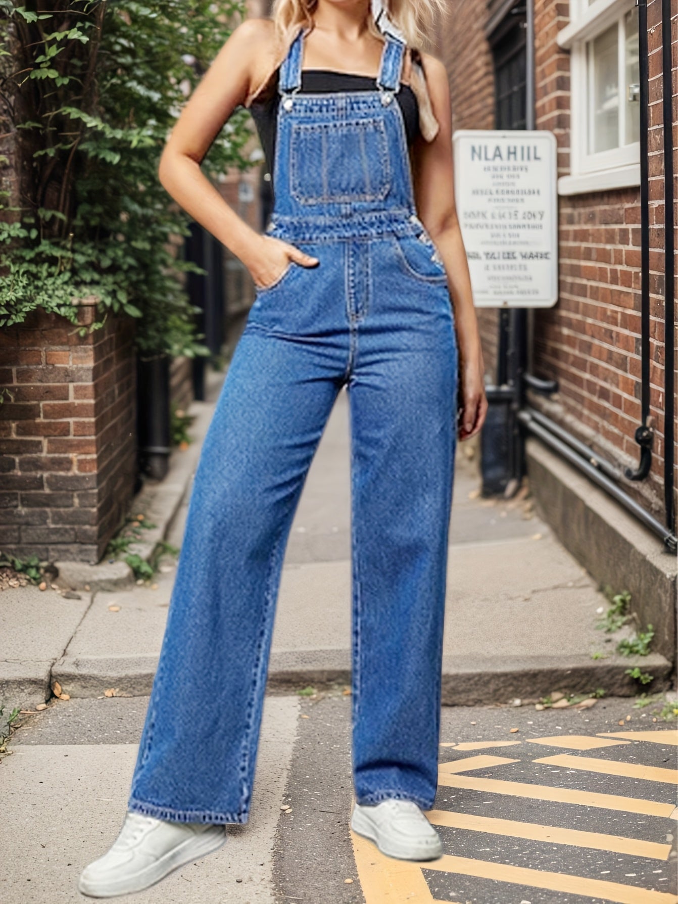 Women's Overalls Denim Straight Wide-leg Jeans Overall Loose Fit Bib Loose Denim Romper Adjustable Lace-up 1pc Ripped Denim Cargo Blue Holiday Gift Family Gift Gift