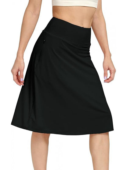Scacto Women's Office-Ready Midi Skirt - Built-In Shorts, Hidden Drawstring, Zippered Pockets, Business Casual Faldas De Mujer Skorts for Women with Pockets Skorts for Women