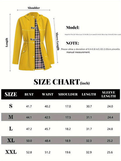Women'S Lightweight Raincoat - Breathable Windbreaker Jacket With Adjustable Hood, Stylish Trench Coat For Outdoor & Work, Machine Washable, X-Shape Design
